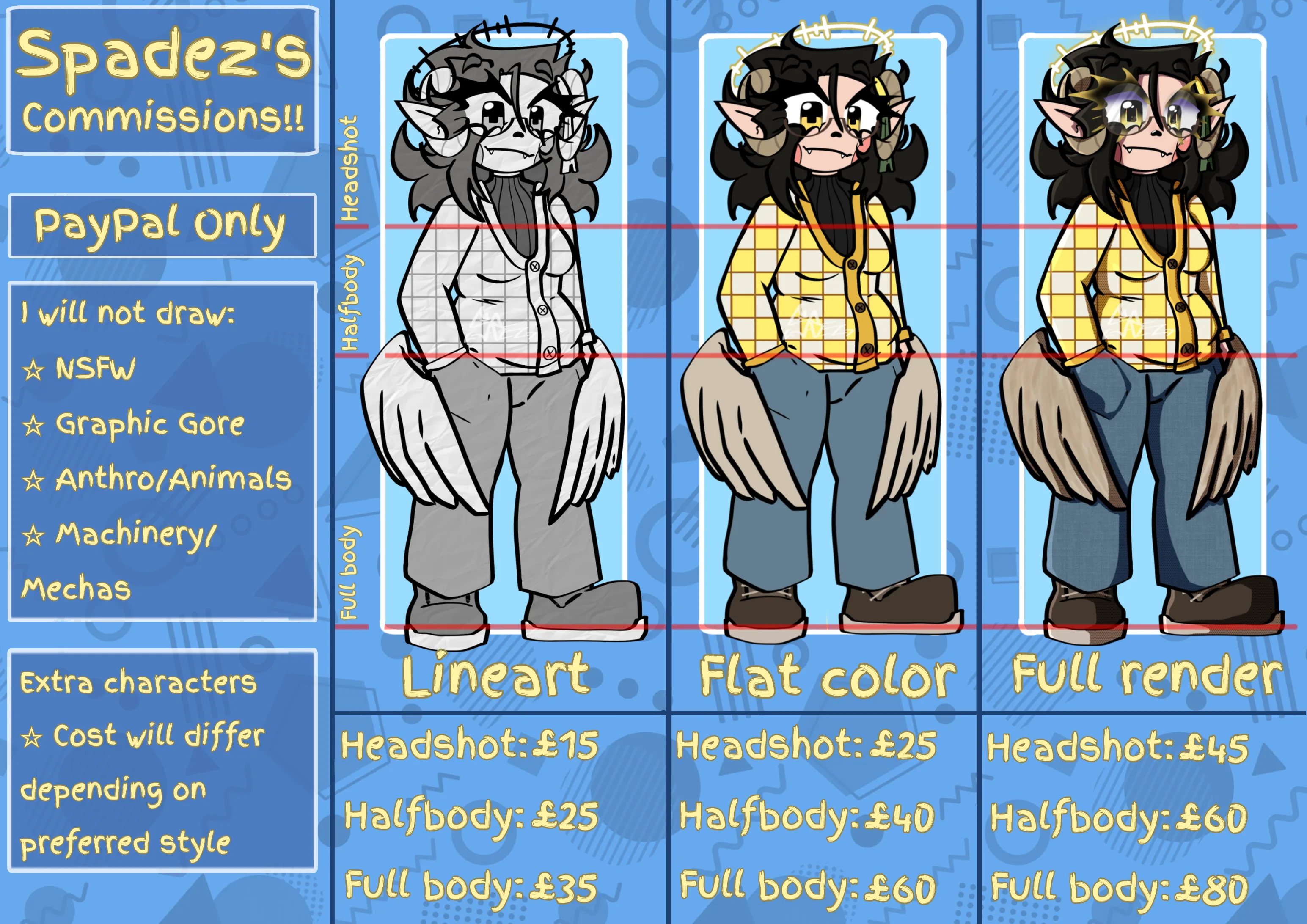 Full commission price sheet